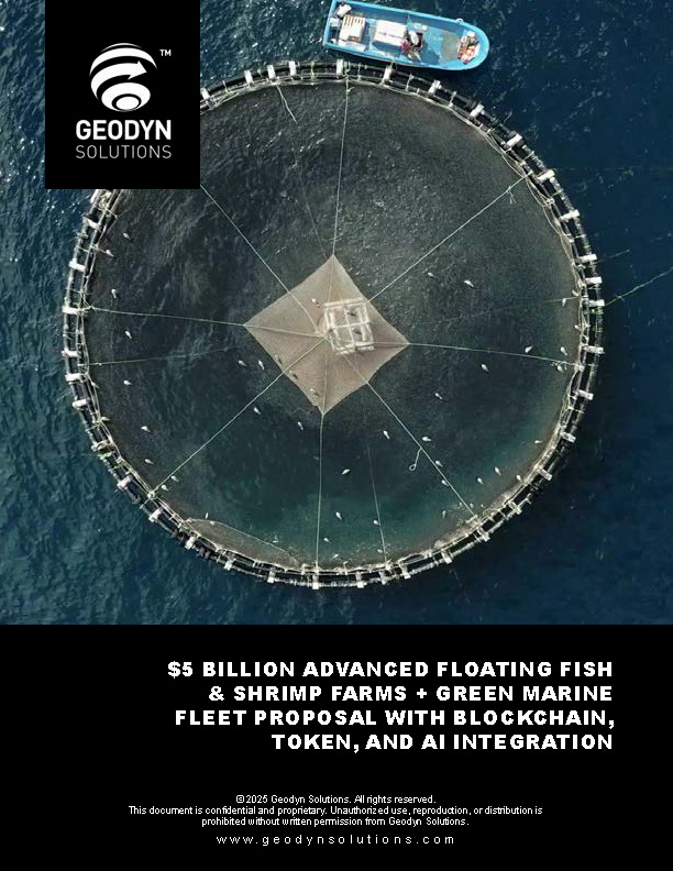 Read more about the article $5 Billion Advanced Floating Fish & Shrimp Farms + Green Marine Fleet Proposal with Blockchain, Token, and AI Integration